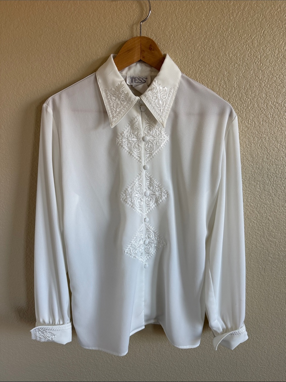 Tess White Embroidered Long-Sleeve Shirt